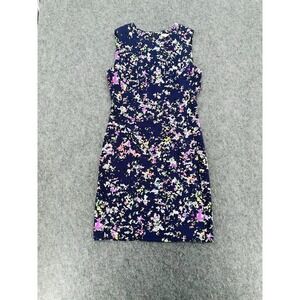 Shoshanna Neon Floral Sheath Dress Size 4 Sleeveless Blue Pink Green Bodycon Zip